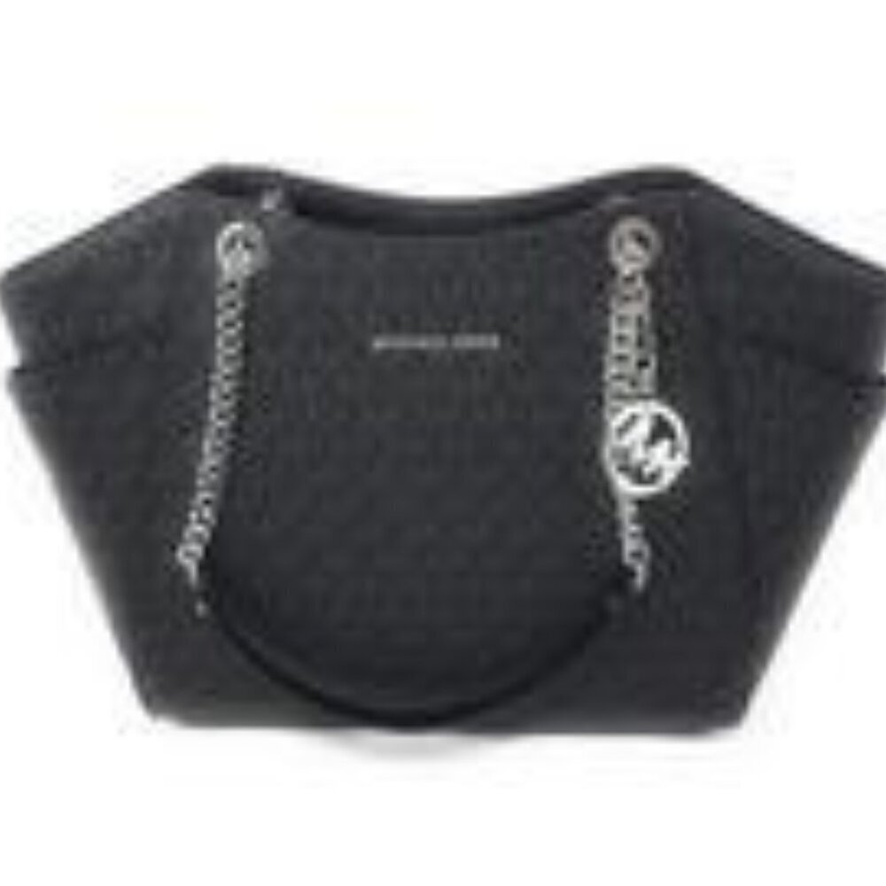 NWT Michael Kors Signature Black Jet Set Travel Chain Shoulder Tote Bag - Picture 3 of 13